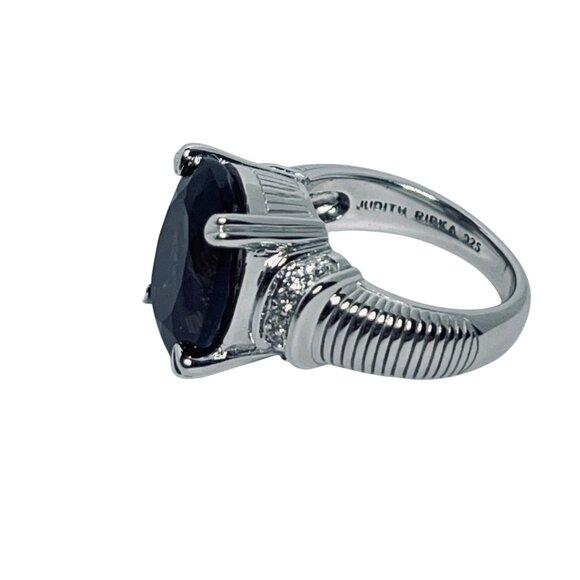 Judith Ripka Sterling Silver Smokey Quartz And Clear CZ Statement Ring (R458) - Picture 4 of 10